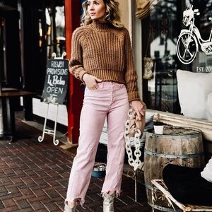 MICHAEL KORS Izzy Cropped Skinny Distressed Pink Denim Jeans Pants Size …